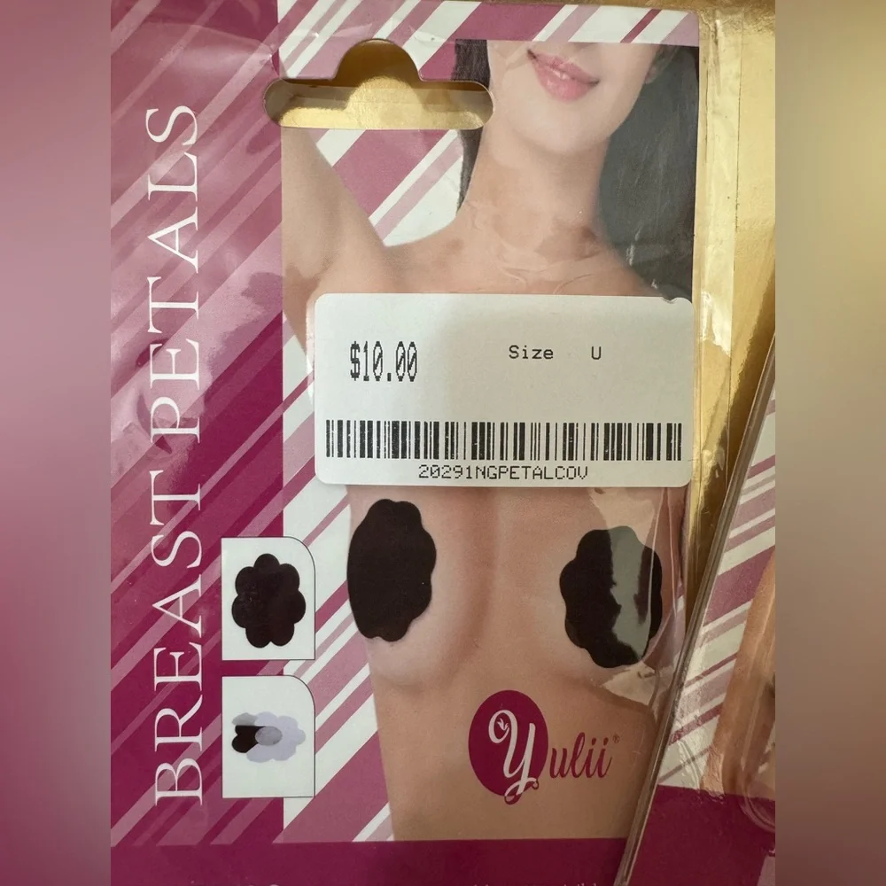 NuBra Black Breast Petals and Clear Bra Straps Set
